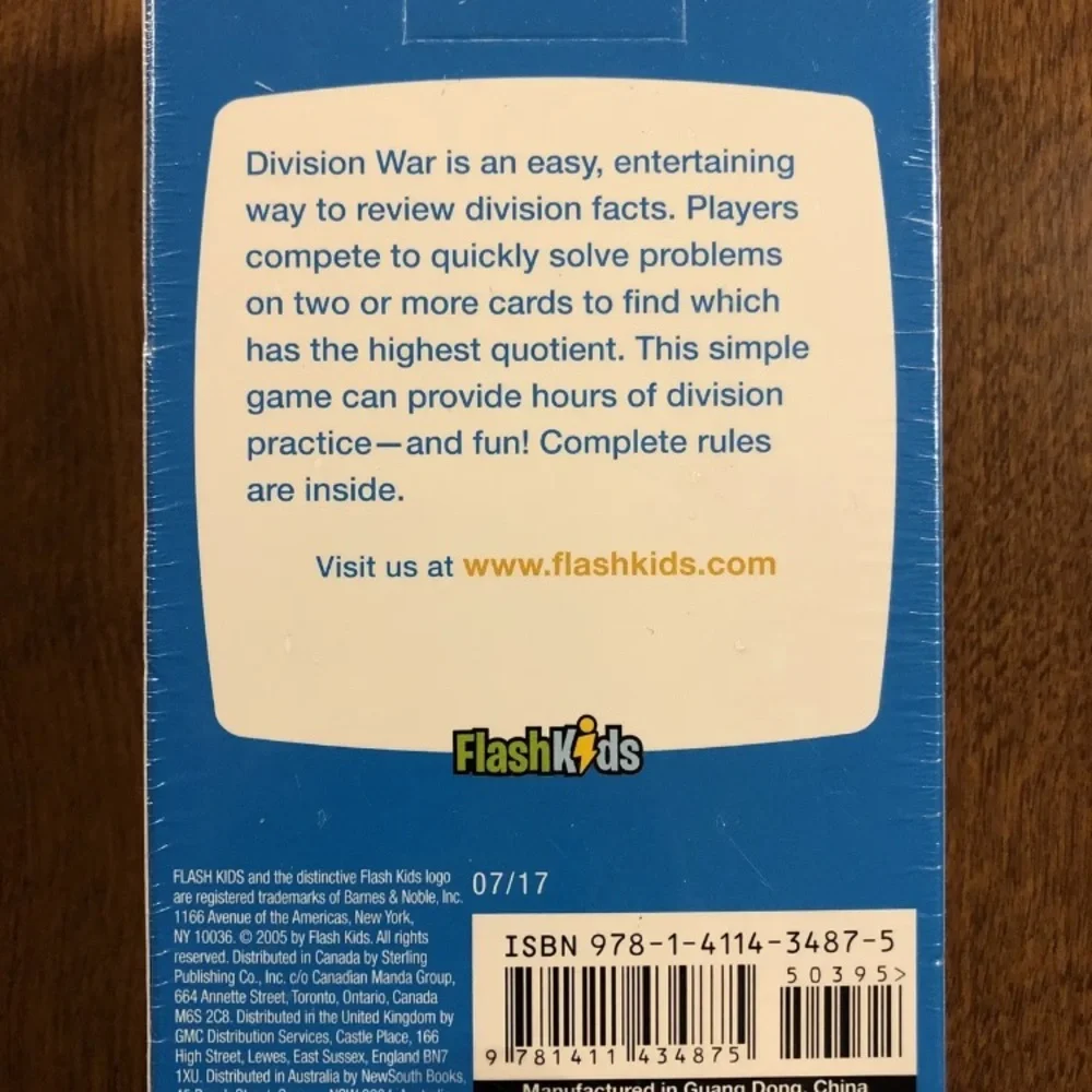 NEW 2005 Flash Kids DIVISION WAR Flashcards
